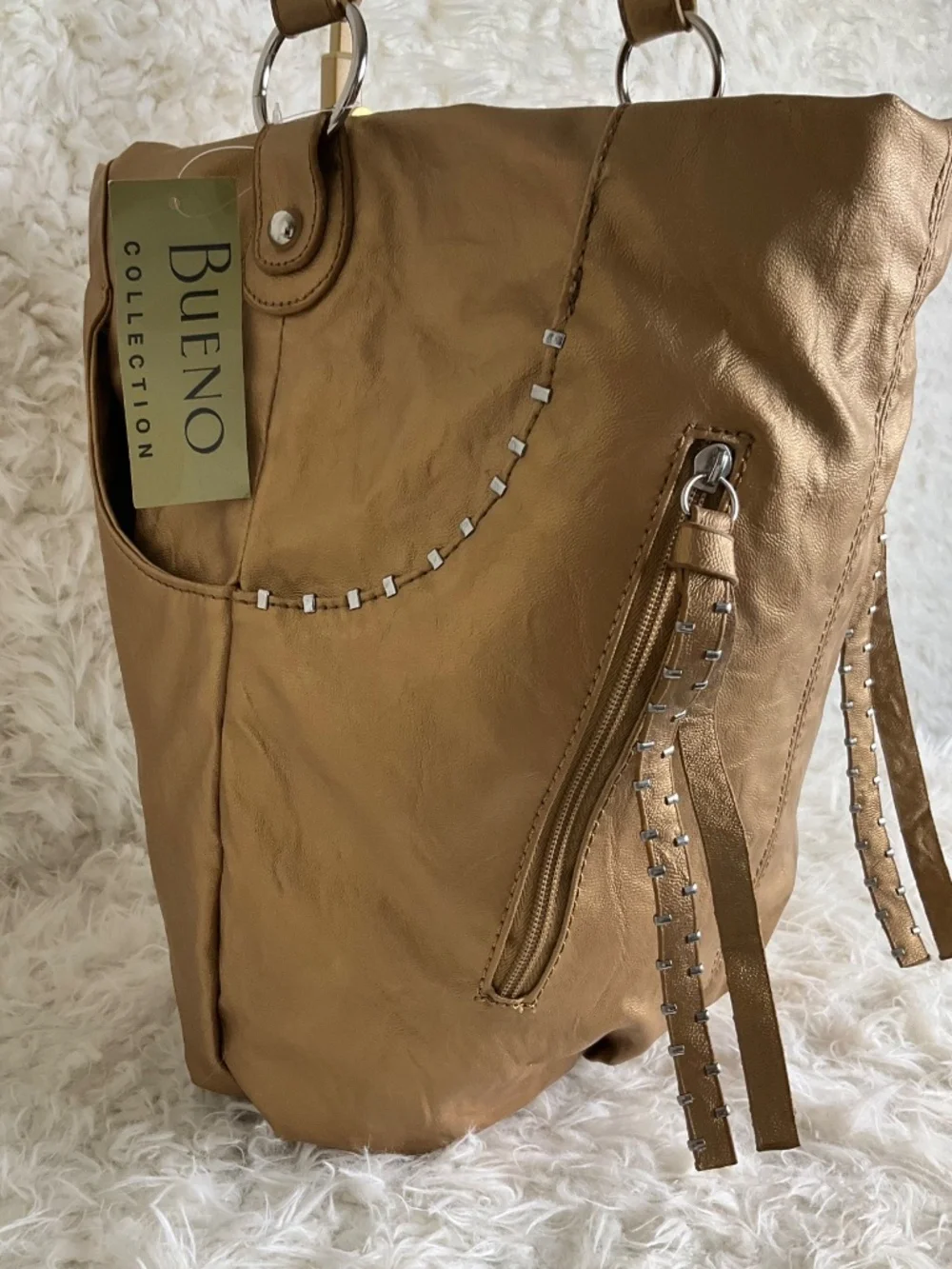 BUENO GOLD COLLECTION WOMEN'S METALLIC HOBO BAG~NEW!